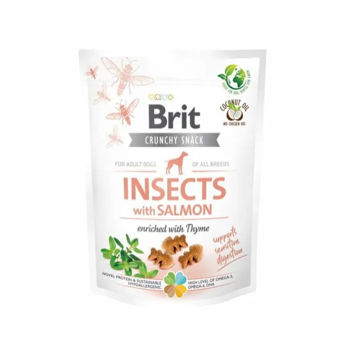 Brit Godbidder Og Gnaveben> Crunchy Snack, Insects With Salmon | 200g.