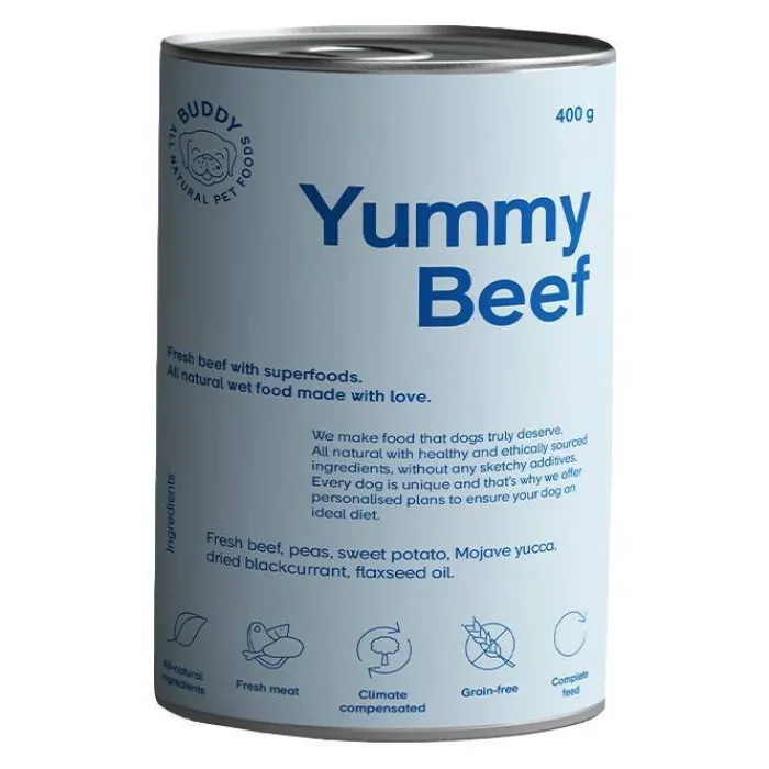 Buddy Pet Foods Hundemad | Fodertilskud> Yummy Beef Vådfoder | 400g