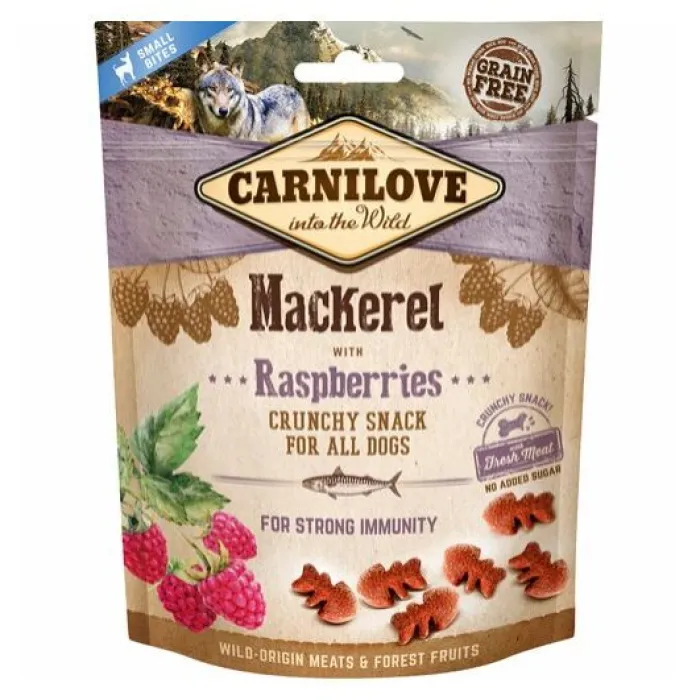 Carnilove Godbidder Og Gnaveben> Crunchy Snack, Makrel & Hindbær | 200g