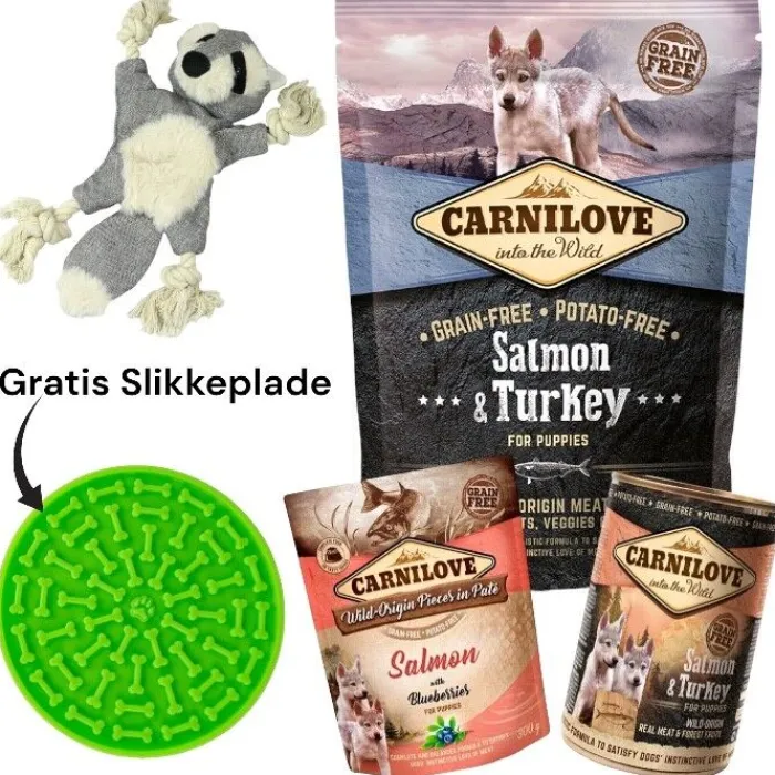 Cotonshoppen Hvalpesæt | Hvalpefoder>Carnilove Hvalpefoder Startpakke | GRATIS Slikkeplade Z1