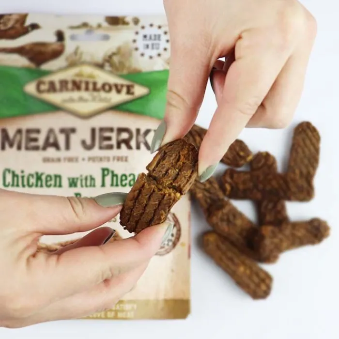 Carnilove Godbidder Og Gnaveben> Jerky Chicken With Pheasant | 100g