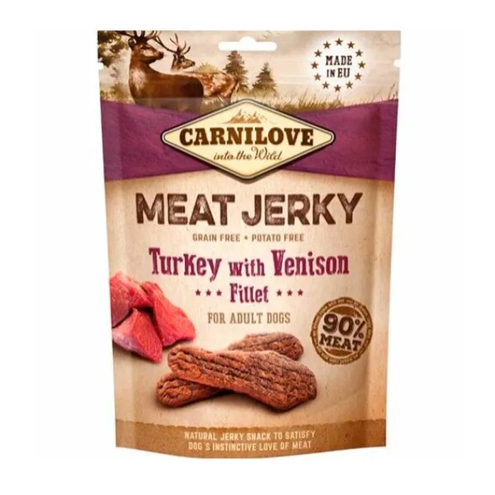 Carnilove Godbidder Og Gnaveben> Jerky Turkey With Venison | 100g