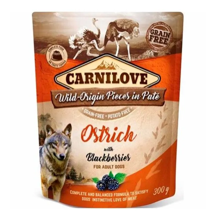 Carnilove Hundemad> Pouch Pate Ostrich With Blackberries