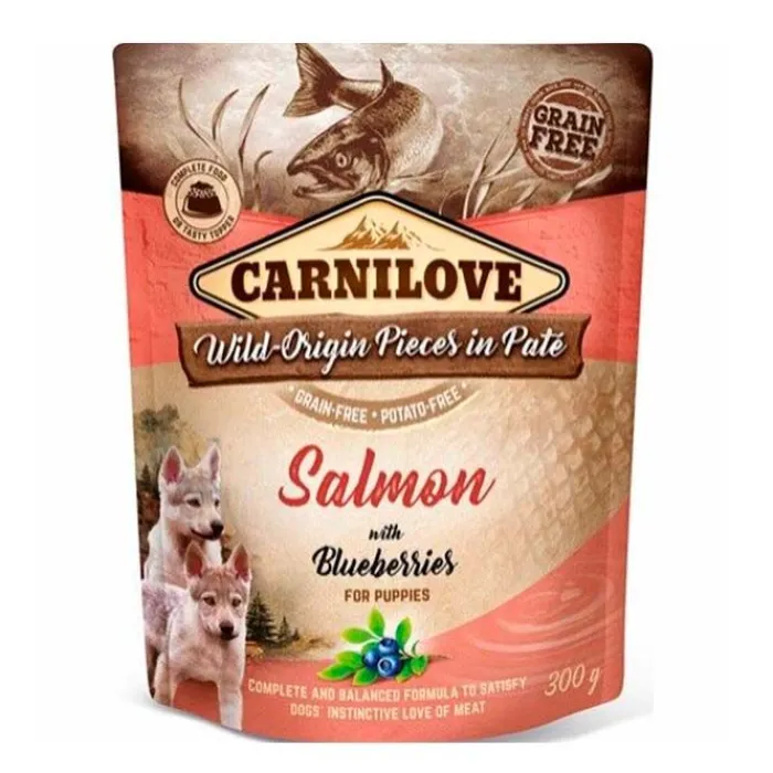 Carnilove Hvalpefoder | Hundemad> Pouch Pate Salmon W. Blueberries | Vådfoder Hvalpe