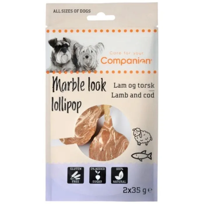 Companion Godbidder Og Gnaveben> Marble Look Lollipop - Lam & Torsk | 2 Stk.