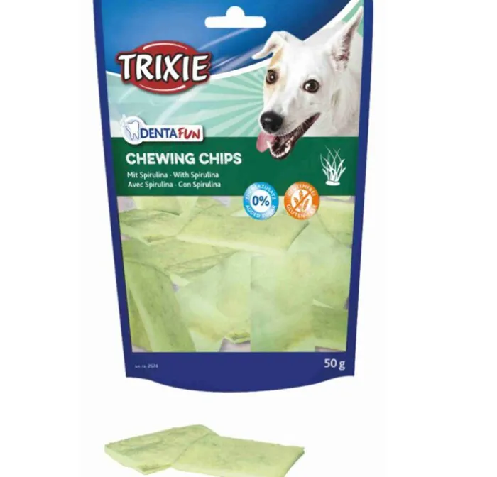 Trixie Godbidder Og Gnaveben>Denta Fun Chewing Chips M. Spirulina |