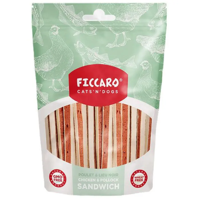 Ficcaro Hvalpegodbidder Og Gnaveben | Godbidder Og Gnaveben> Chicken & Pollock Sandwich | 100g