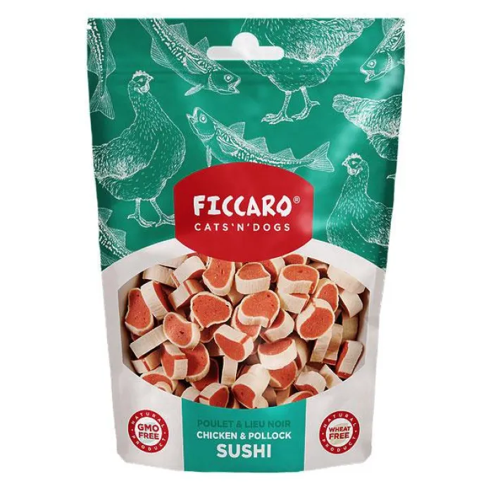 Ficcaro Hvalpegodbidder Og Gnaveben | Godbidder Og Gnaveben> Chicken & Pollock Sushi | 100g