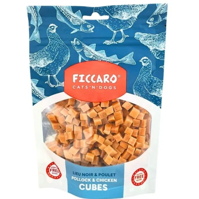 Ficcaro Hvalpegodbidder Og Gnaveben> Pollock & Chicken Cubes | 100g