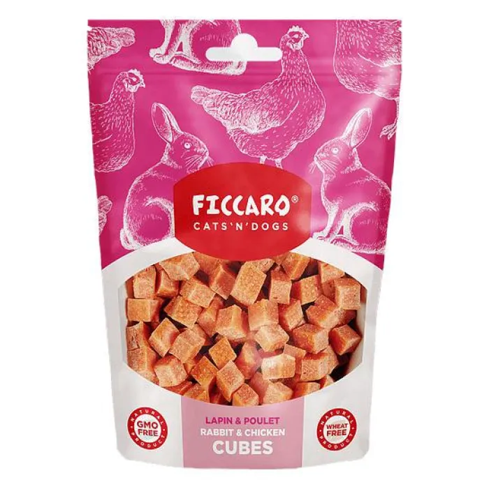 Ficcaro Hvalpegodbidder Og Gnaveben | Godbidder Og Gnaveben> Rabbit & Chicken Cubes | 100g