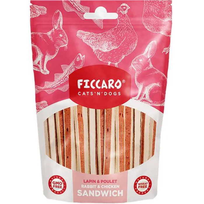 Ficcaro Hvalpegodbidder Og Gnaveben | Godbidder Og Gnaveben> Rabbit & Chicken Sandwich | 100g