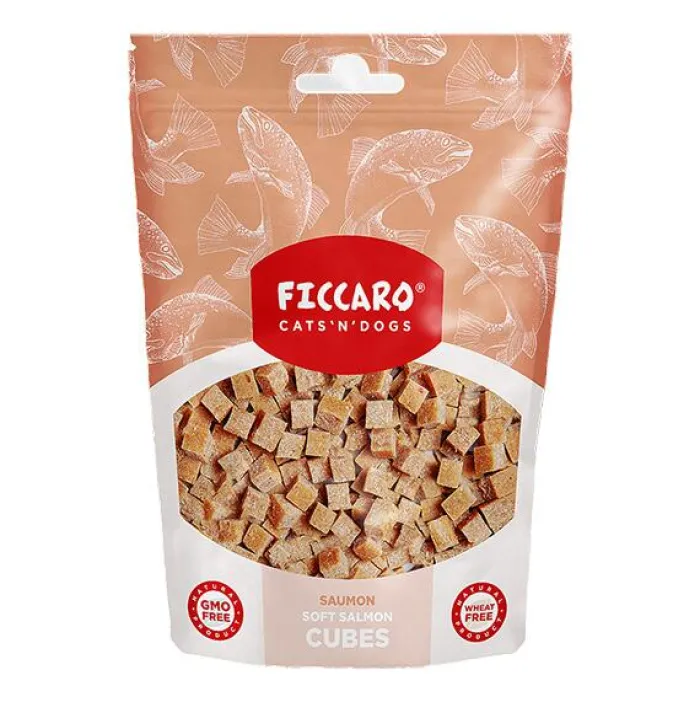 Ficcaro Hvalpegodbidder Og Gnaveben | Godbidder Og Gnaveben> Soft Salmon Cubes | 100g