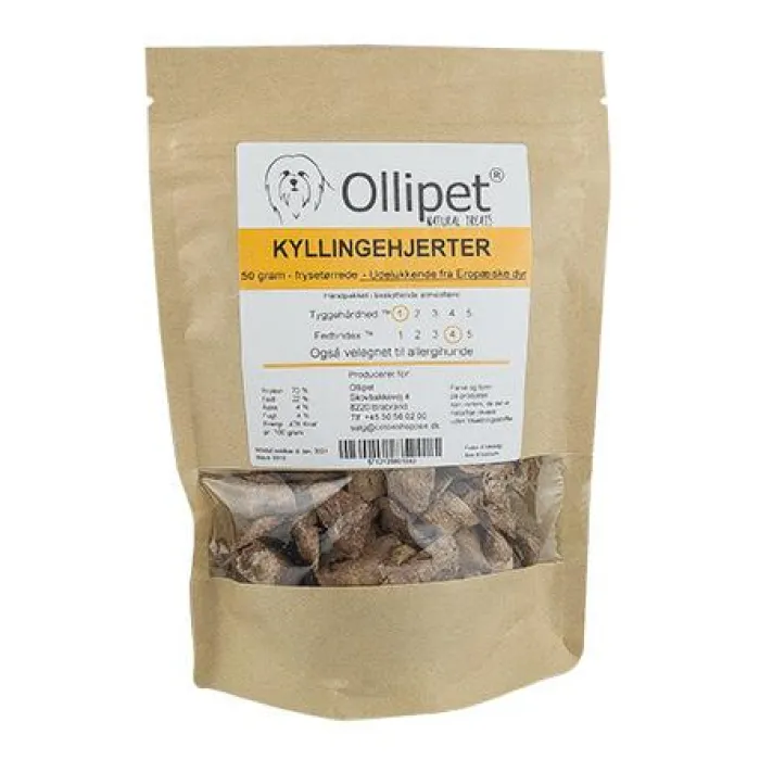 Ollipet Godbidder Og Gnaveben> Kyllingehjerter Frysetørret | Fra 50g | OUTLET