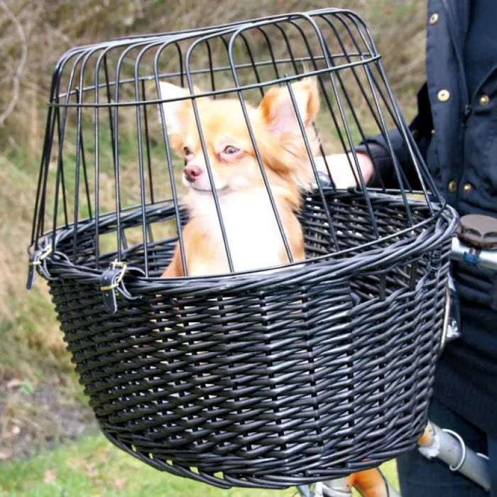 Trixie Cykelkurv Til Hund> Cykelkurv Sortbejset Flet Med Gitter