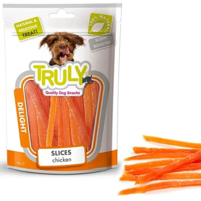 Truly Godbidder Godbidder Og Gnaveben>Truly Dog Slices, Chicken | 90g