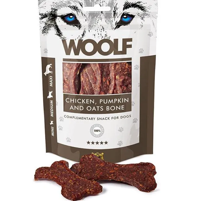 WOOLF Godbidder Og Gnaveben> Chicken, Pumpkin & Oats Bone | 100g