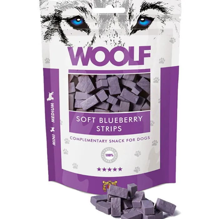 WOOLF Godbidder Og Gnaveben> Soft Blueberry Strips | 100g